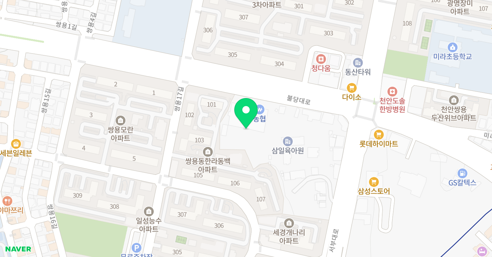 와와 학습코칭학원 쌍용점 위치