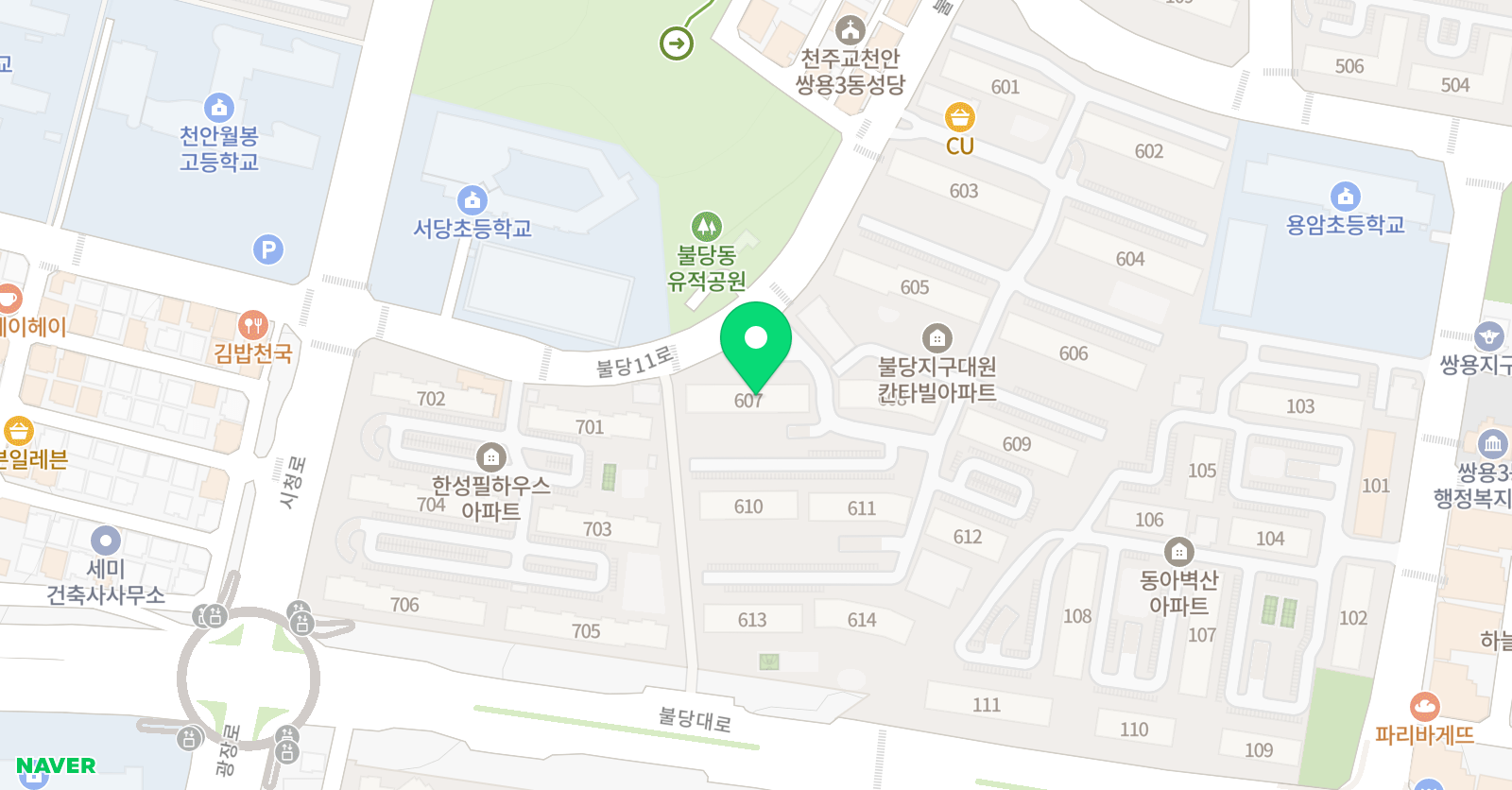 아소비 천안불당대원칸타빌점 위치