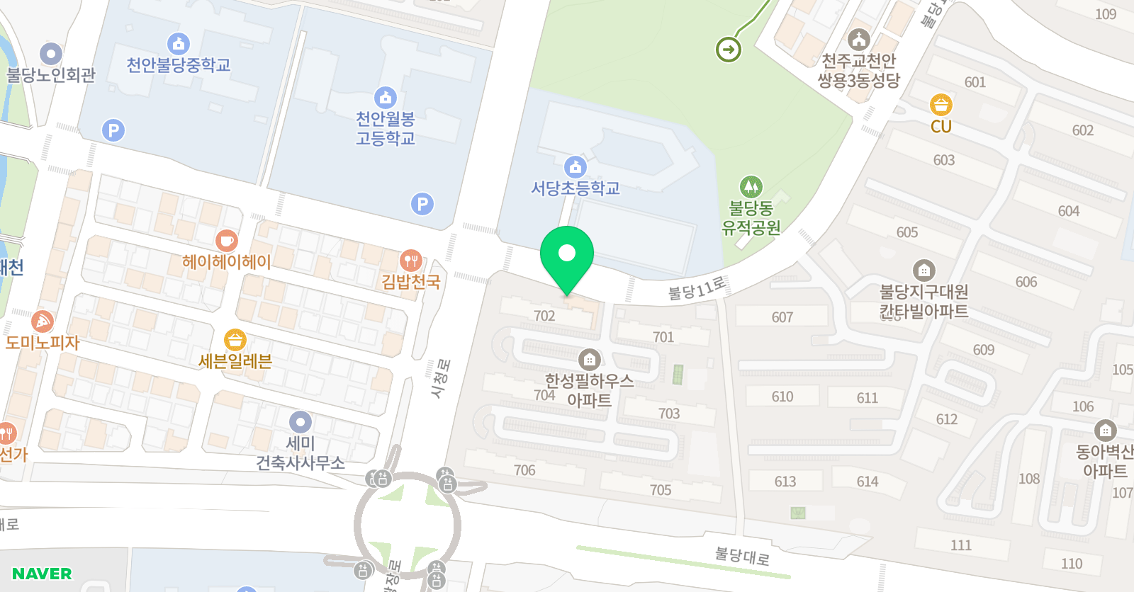 서당피아노학원 불당동 위치