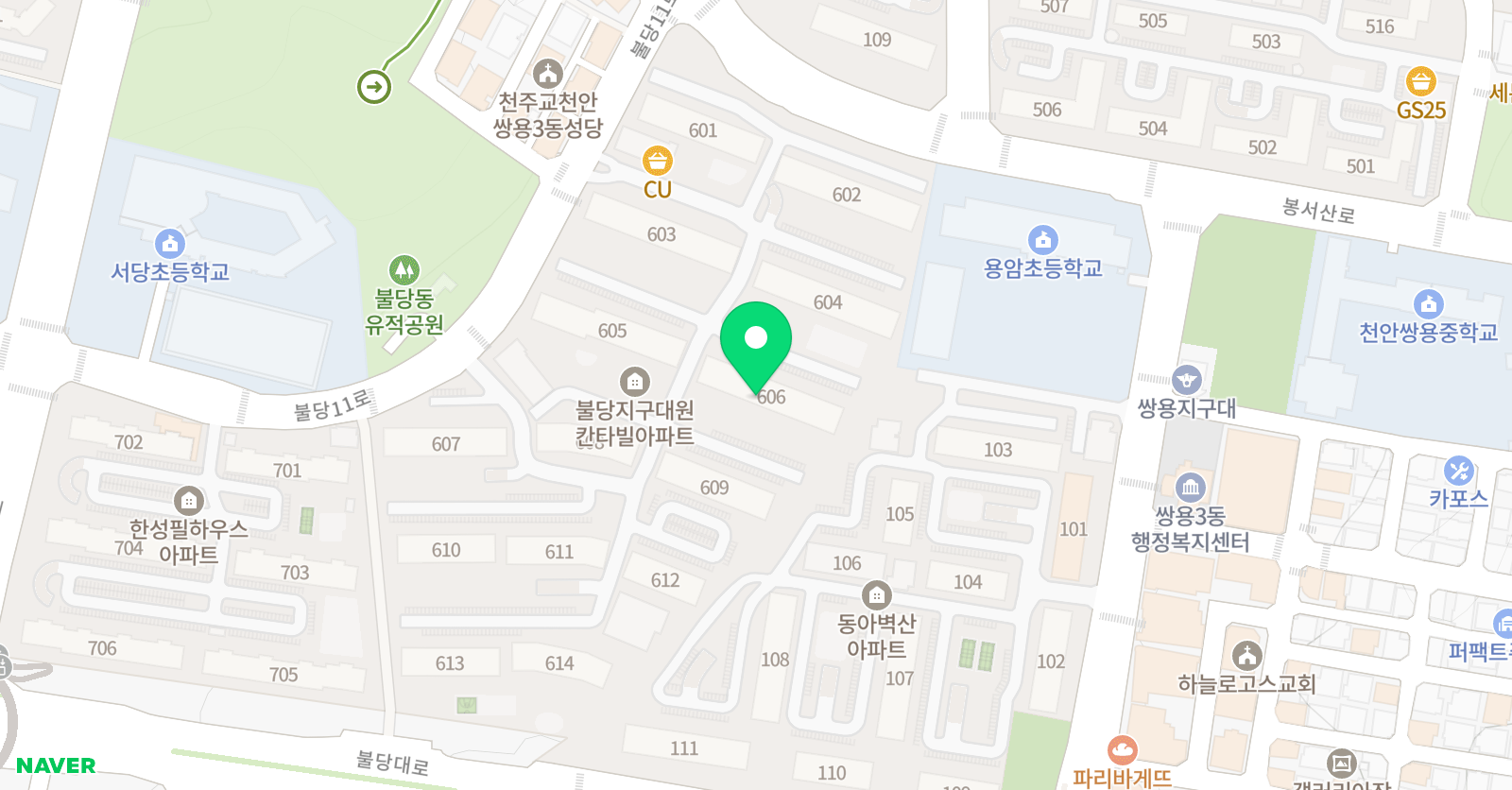 홈런 학습센터 불당점 위치