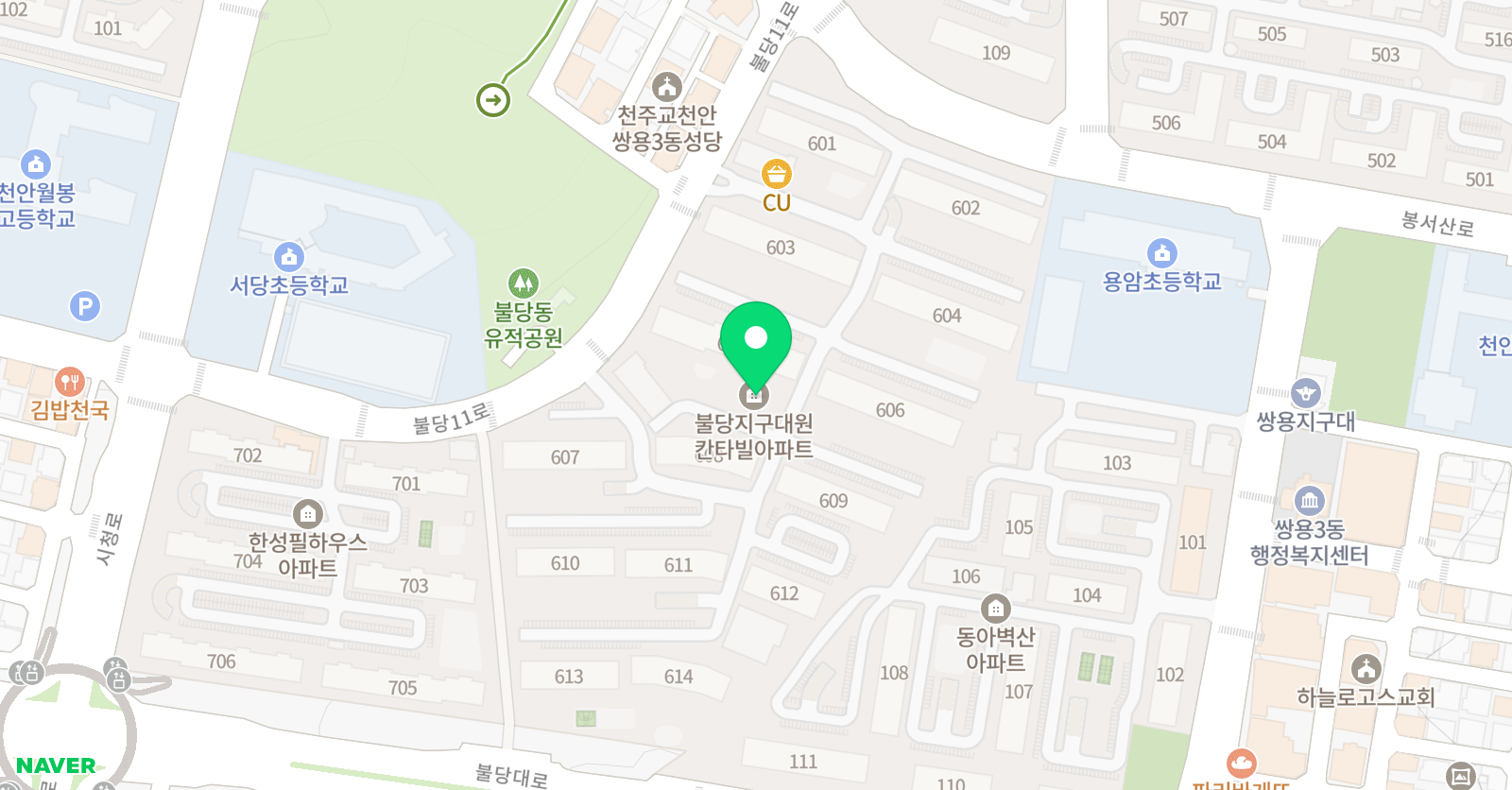 뮤엠영어 불당대원칸타빌NEST 위치