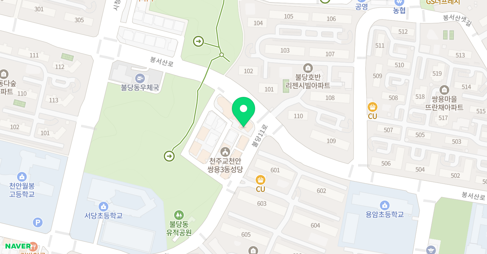 불당 강한학원 위치