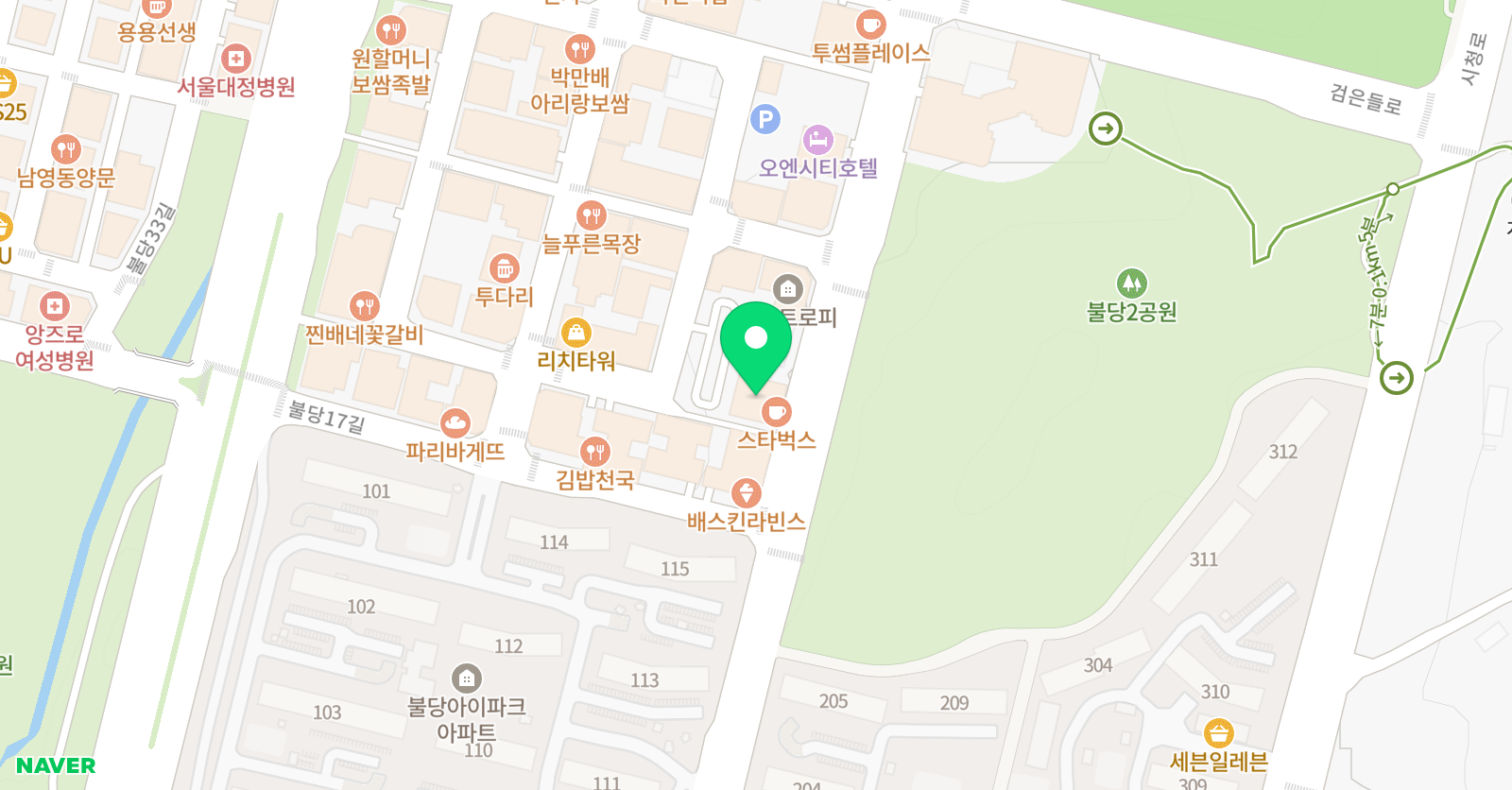 웅진프라임 불당학원 위치