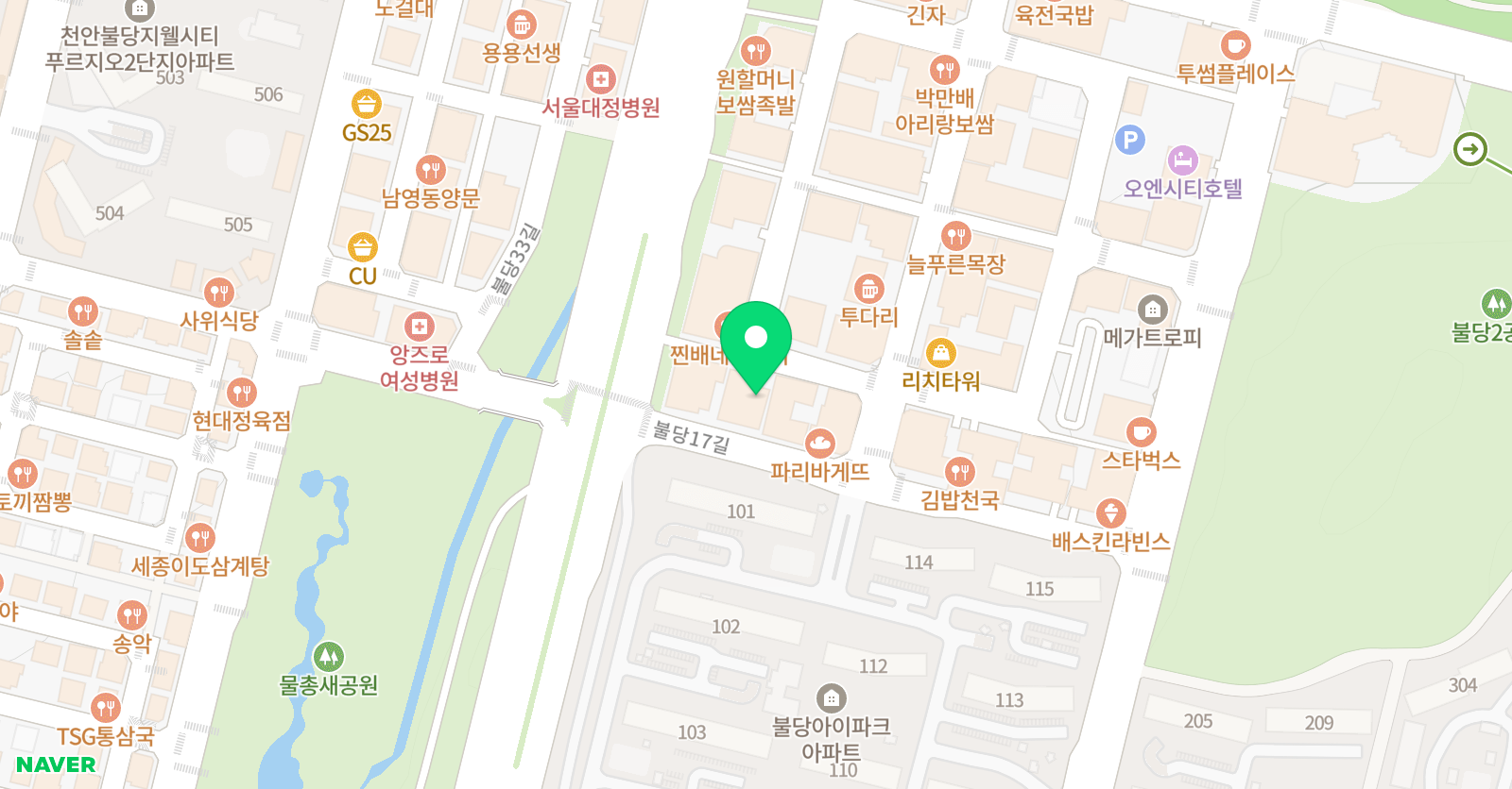 아발론교육 영어학원 불당캠퍼스 위치