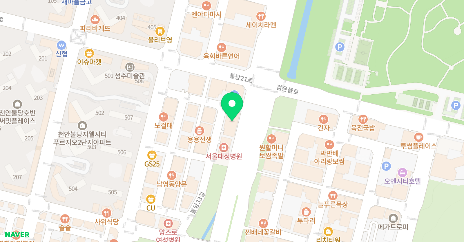 디자인고흐 미술학원 불당캠퍼스 위치