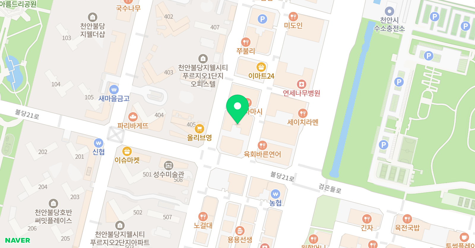 로열브릿지 신불당학원 위치