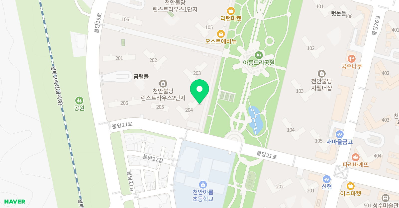 더함 미술학원 불당교육원 위치