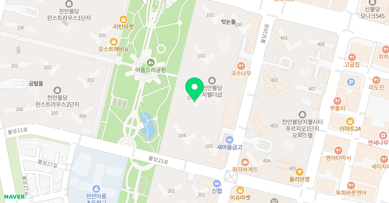 기탄사고력교실 불당지웰더샵점 위치