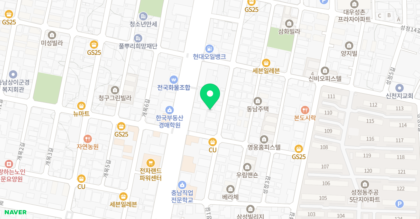 푸르넷공부방 성정 위치