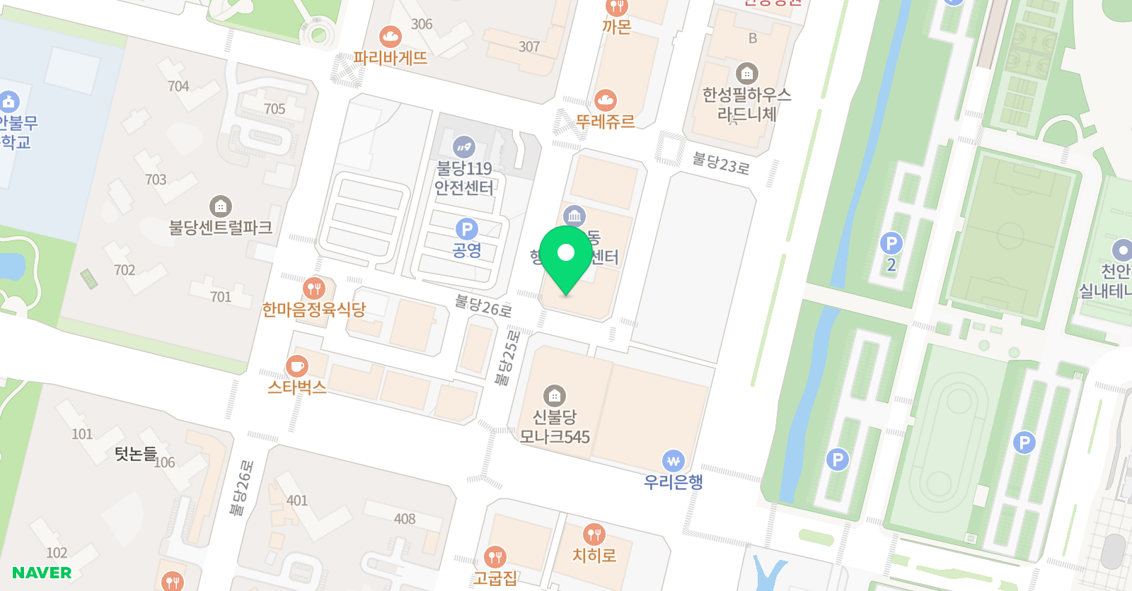 수앤탐브릿지 신불당학원 위치