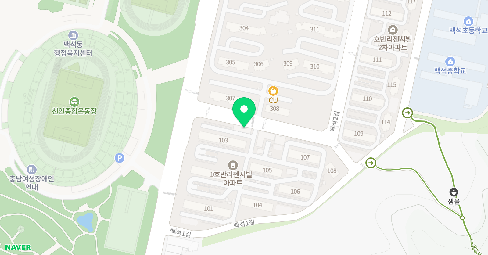 백석아인스 학원 위치