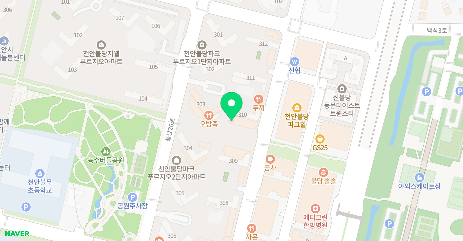 링키영어 불당파크푸르지오점 위치