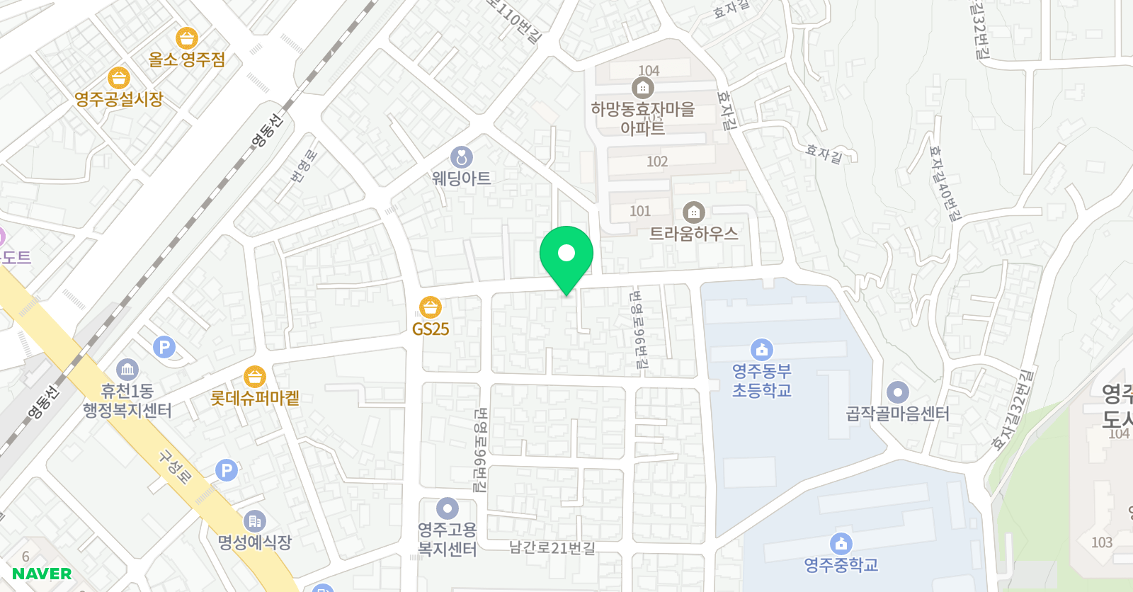 책나무 독서논술학원 동부휴천 위치