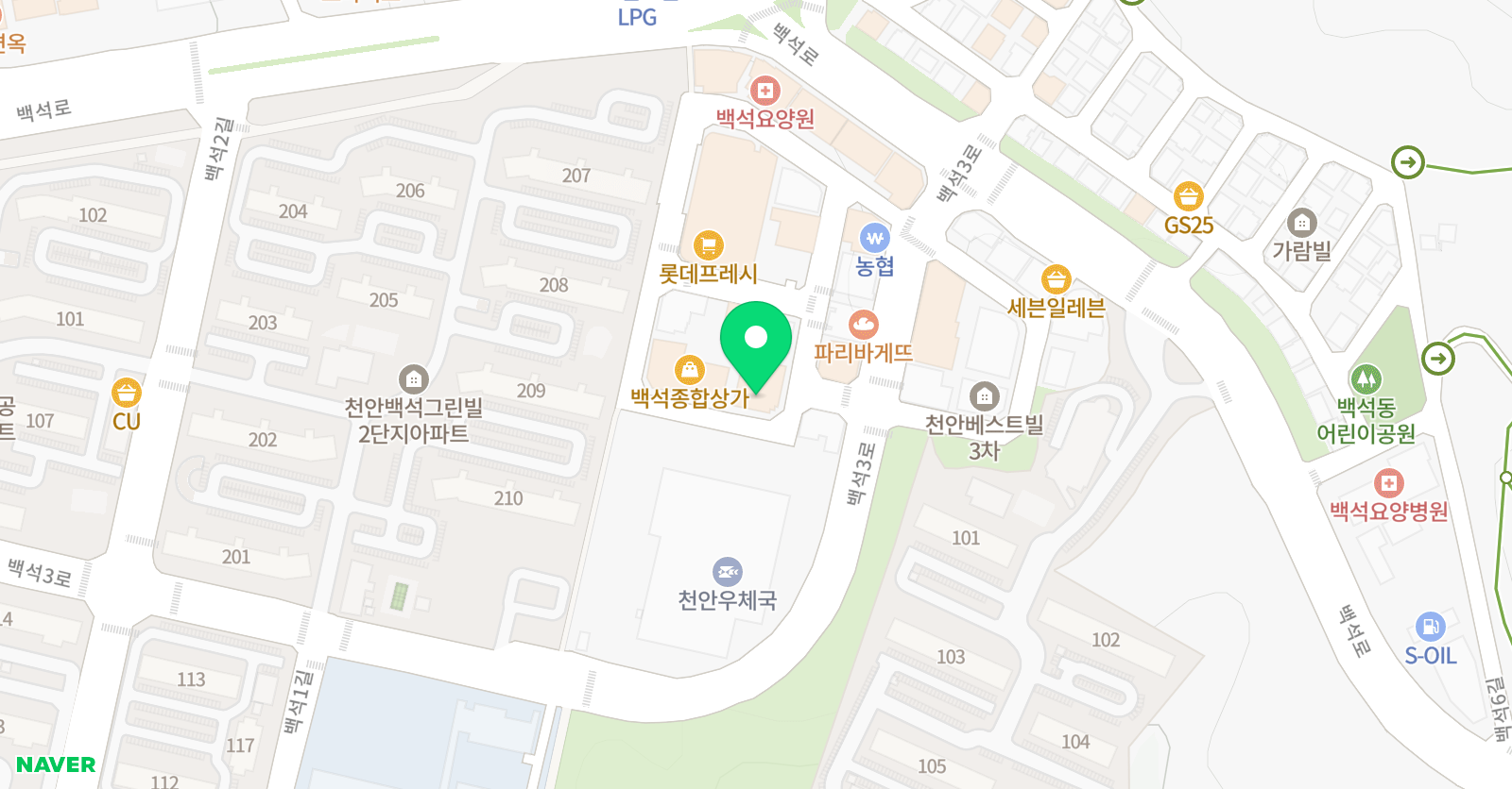 뮤엠 영어 백석점 위치