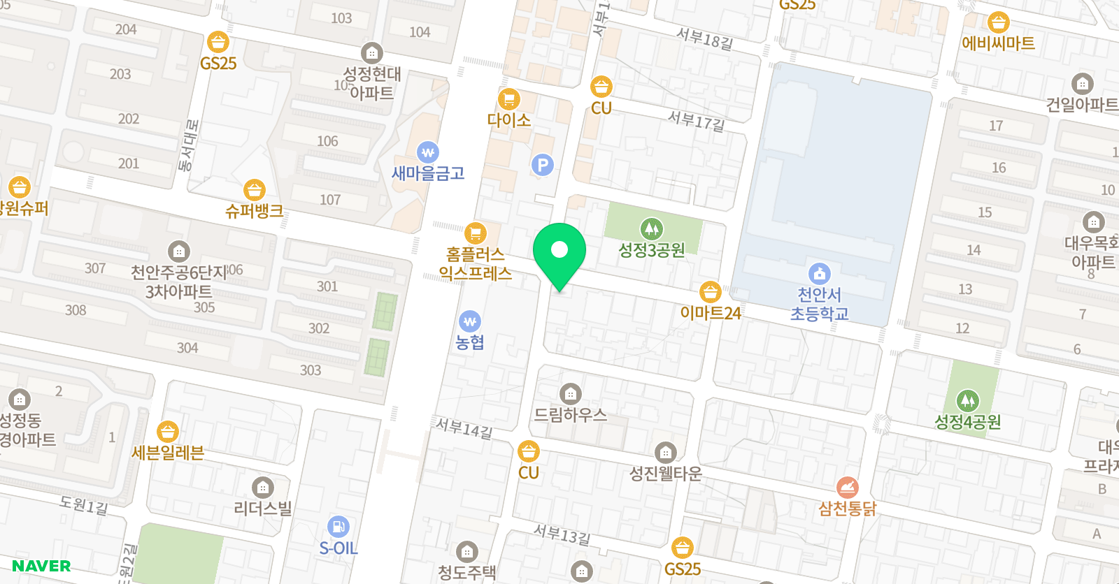 푸르넷 학원 성정점 위치