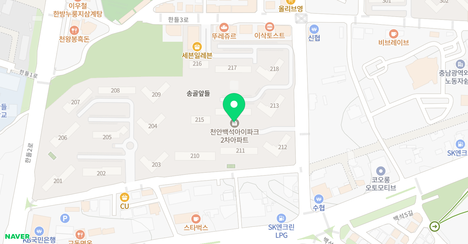 아소비 천안백석아이파크2차점 위치