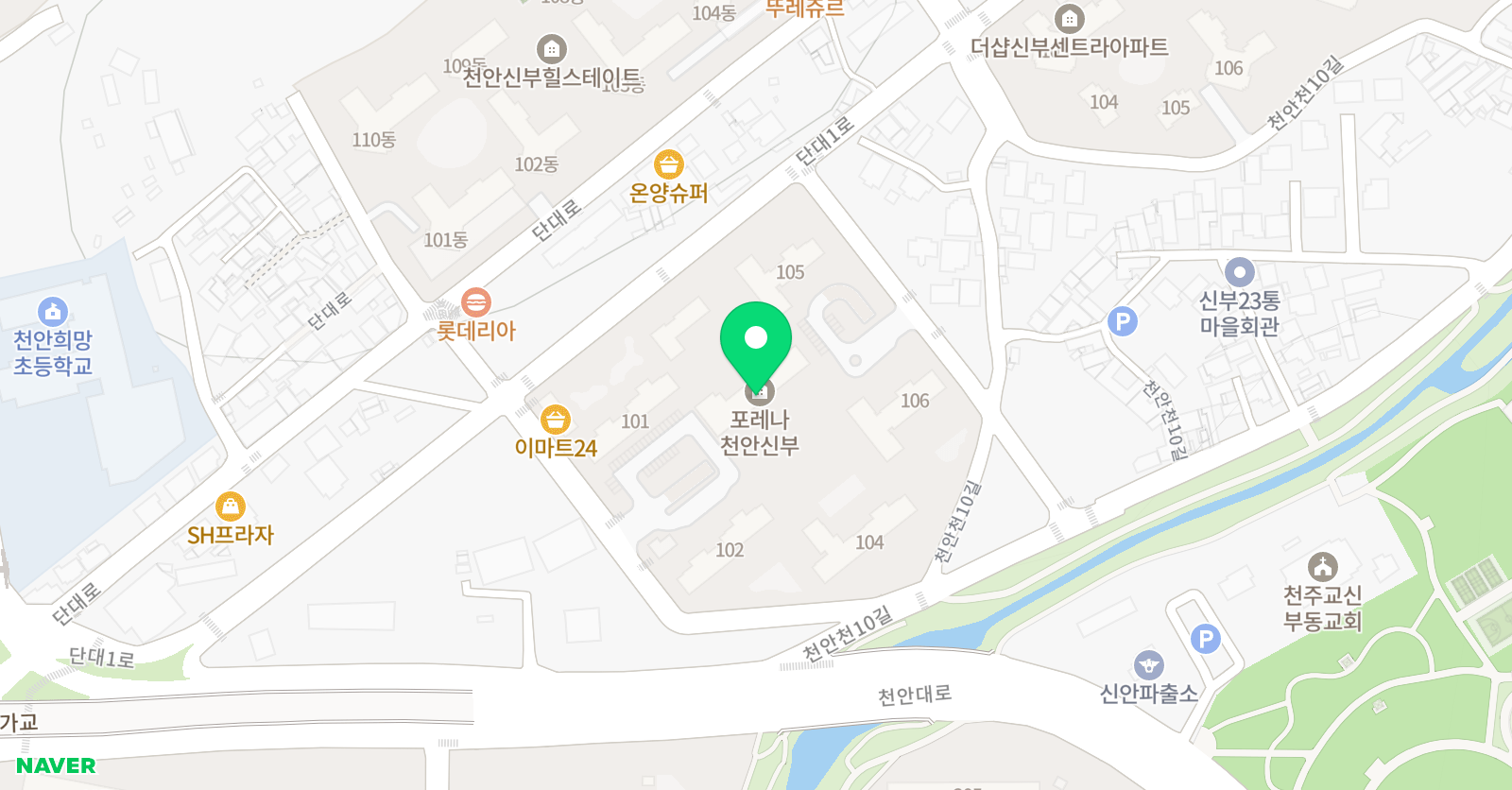 푸르넷공부방 신부포레나공부방 위치