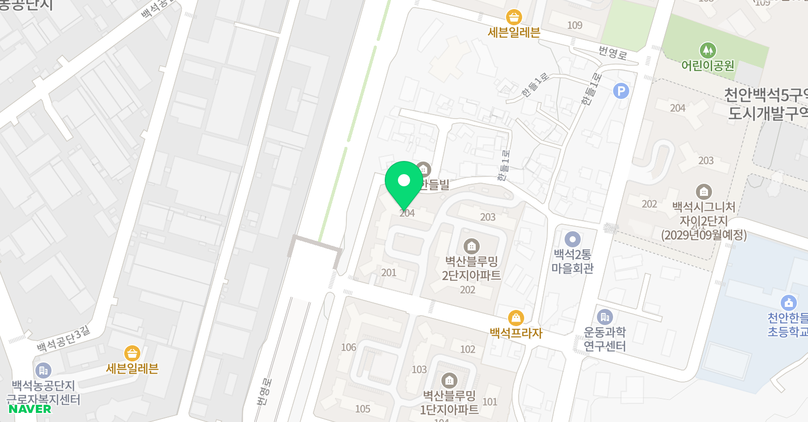 빨간펜 수학의달인 학원 천안백석 블루밍점 위치