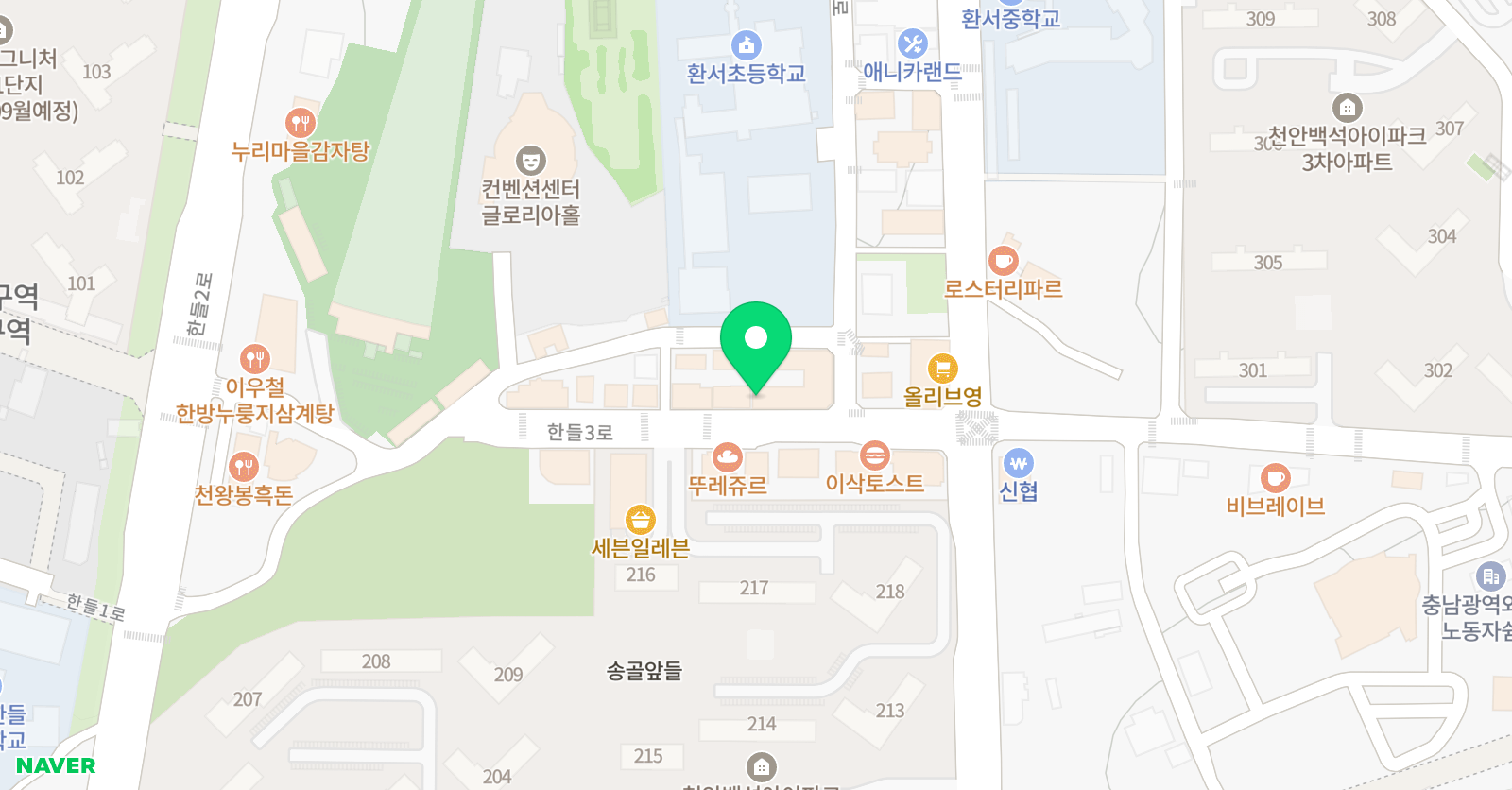 한우리 독서토론 학원 백석아이파크2차 홈클럽 위치