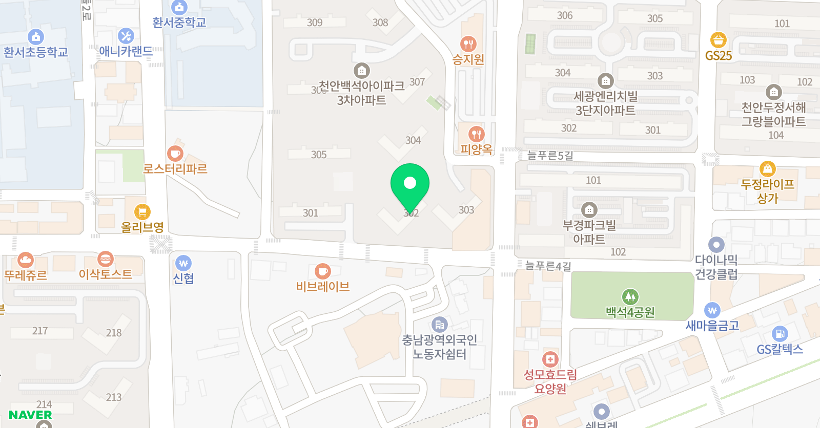 아소비 천안백석아이파크3차점 위치
