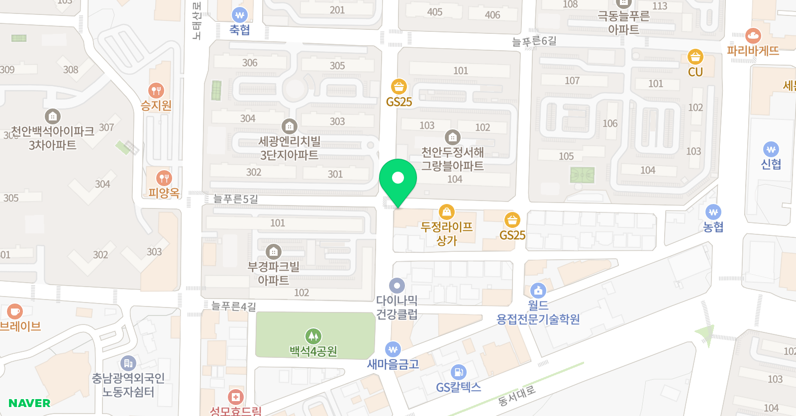쎈 수학러닝센터 두정오성학원 위치