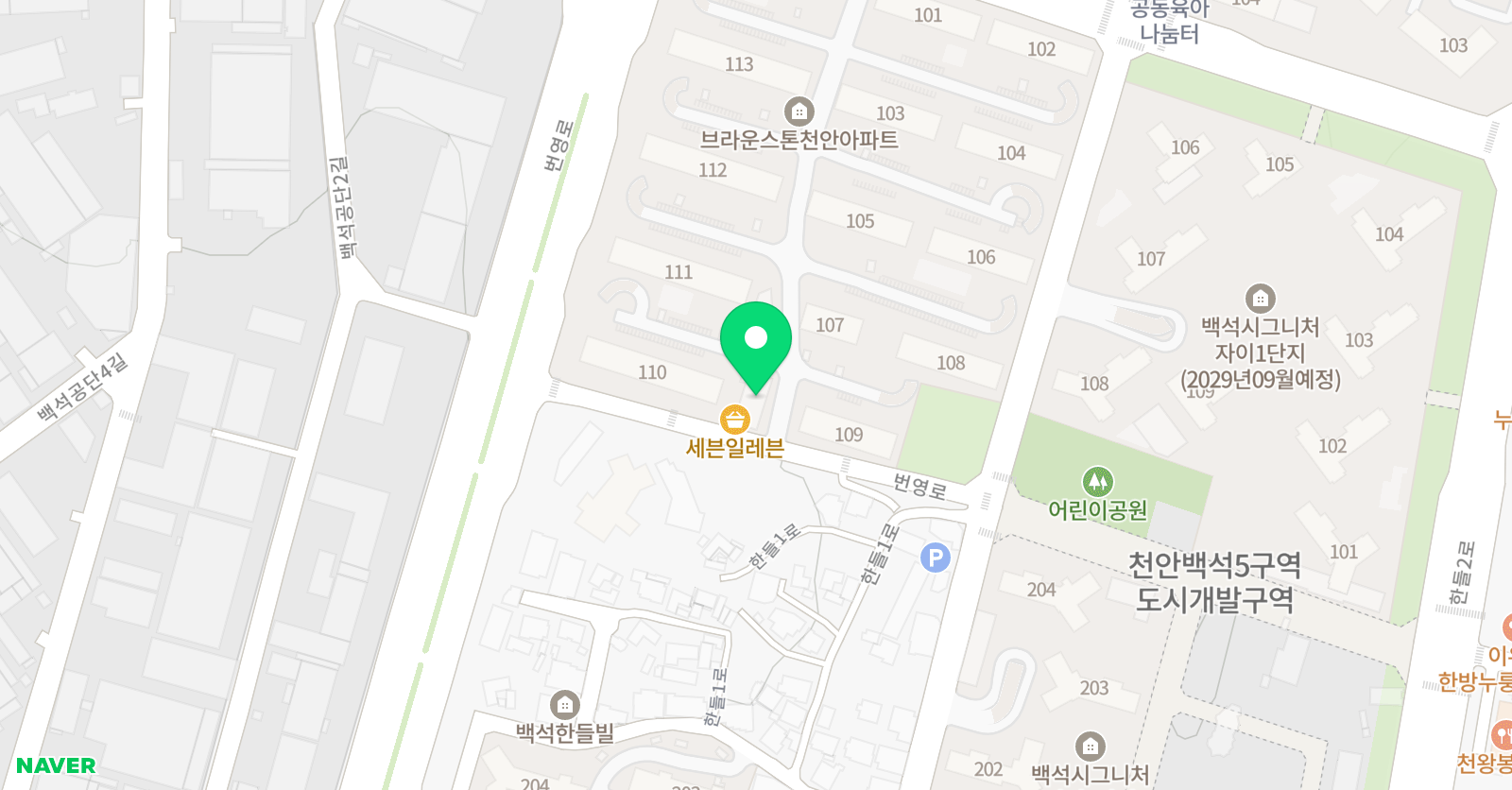 3030영어 백석한들러닝센터 위치