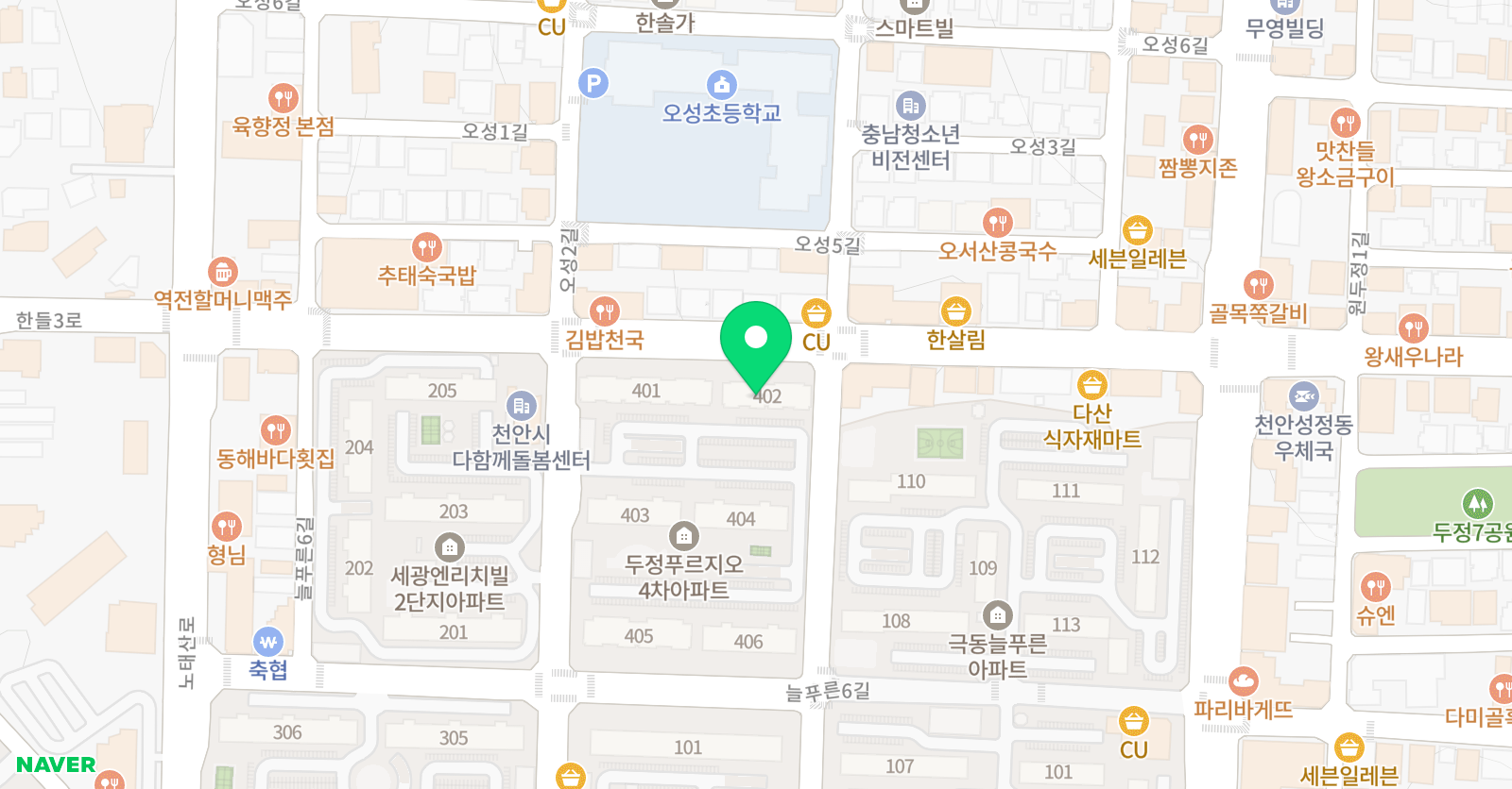 아소비 천안두정푸르지오4차점 위치