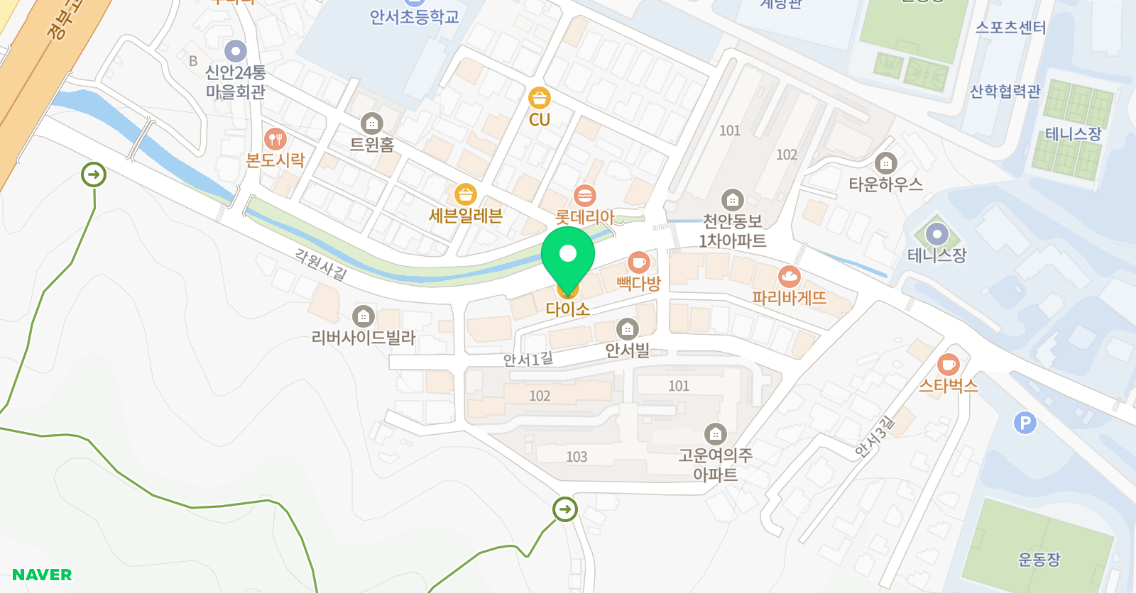 스마트해법 영어수학학원 안서캠퍼스점 위치