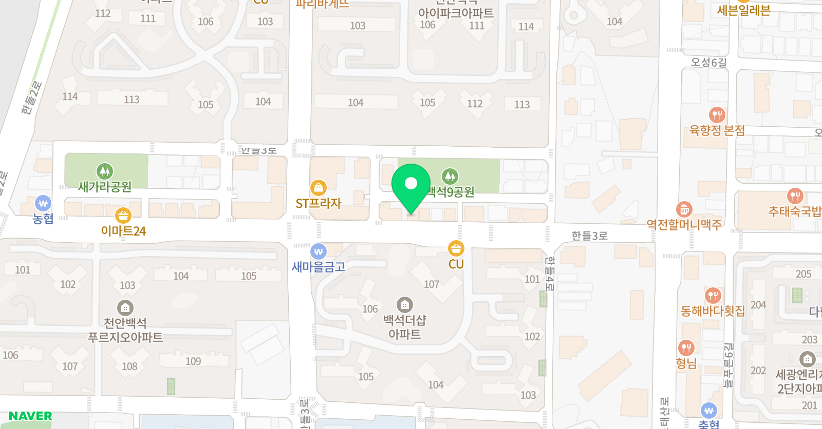 스타트업 수학과학학원 백석관 위치