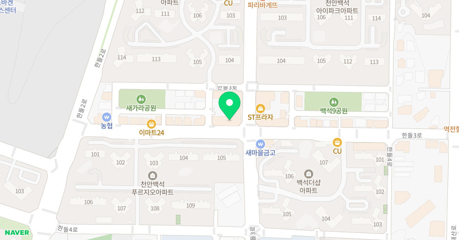 한솔 영어 수학 백석학원 위치