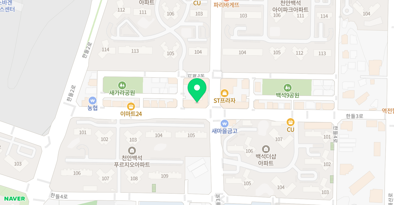 백석동 유니크 수학학원 위치