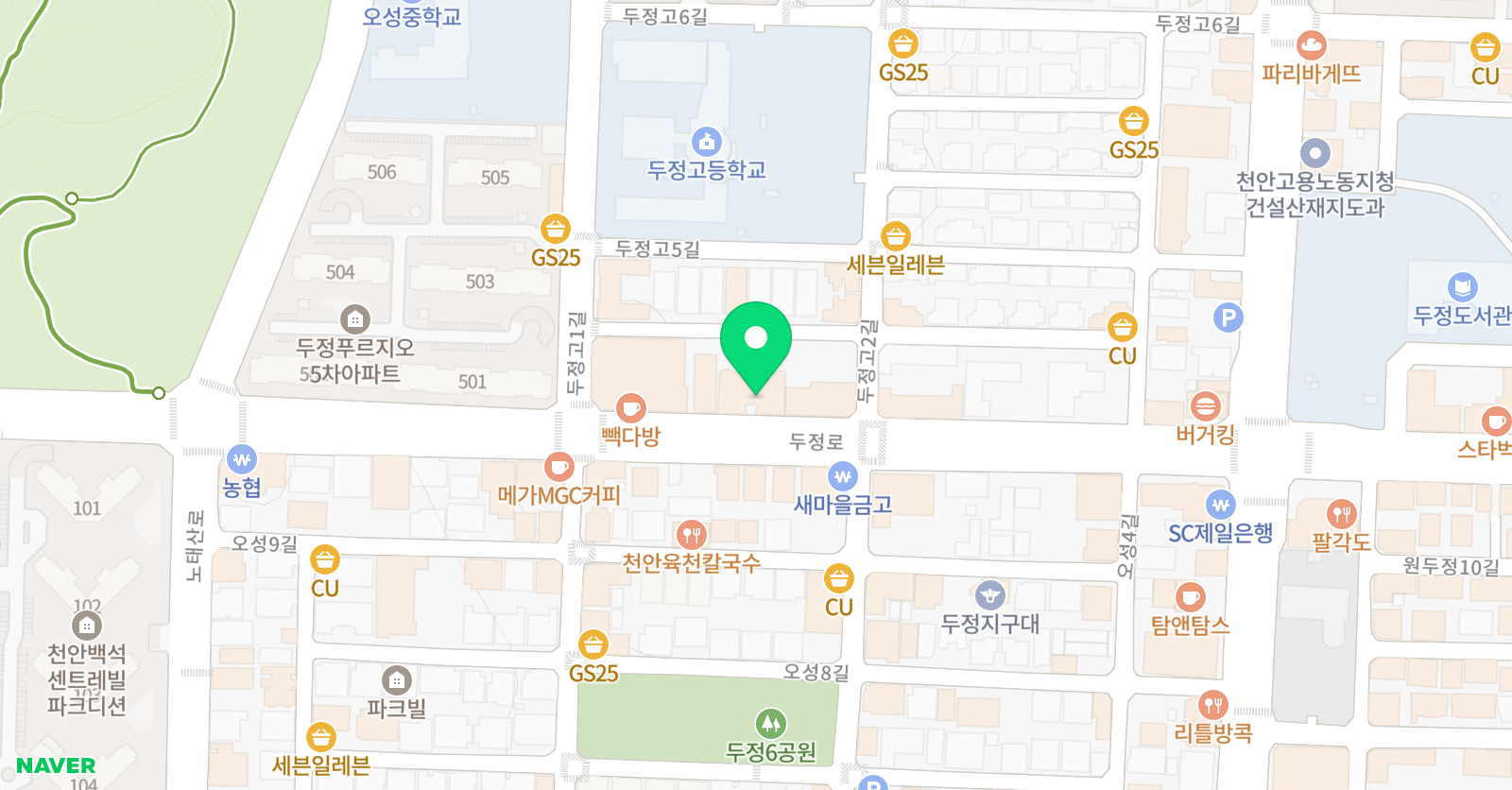 한일 학원 두정원 위치