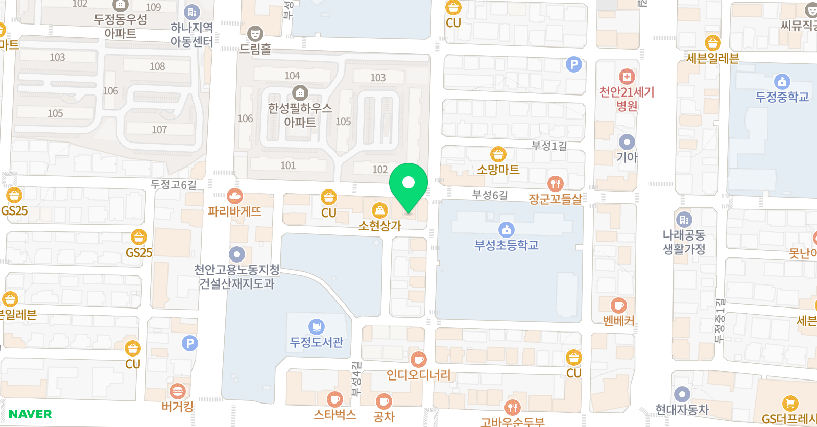 빨간펜 수학의달인 두정1호점 위치