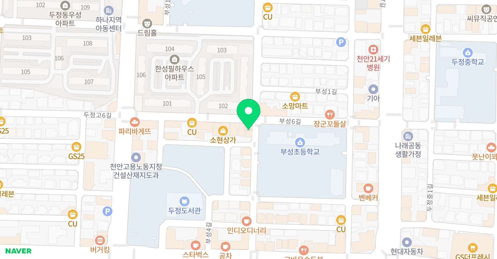 수앤탐브릿지 학원 두정학원 위치