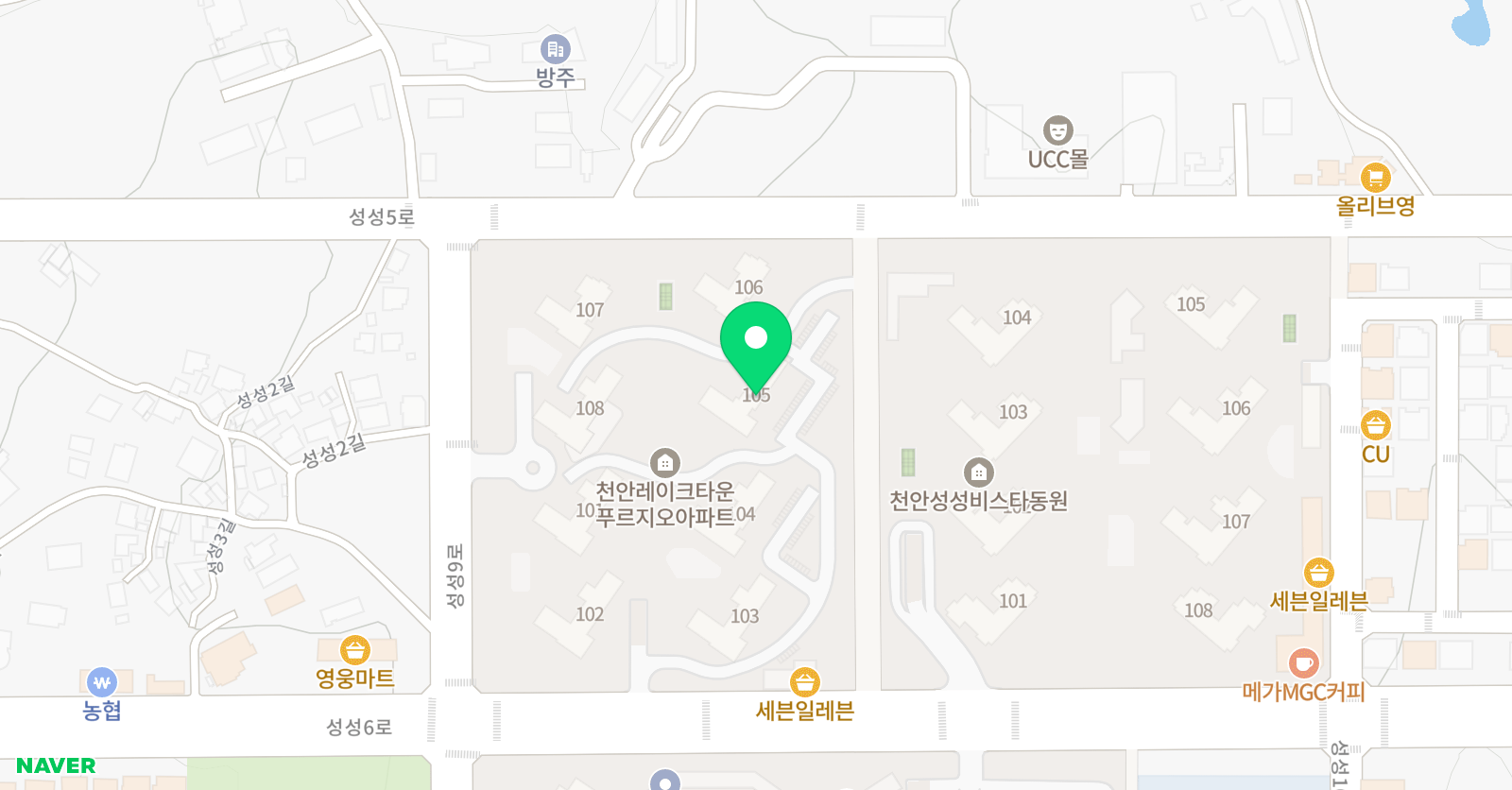 빨간펜 수학의달인 천안성성푸르지오점 위치