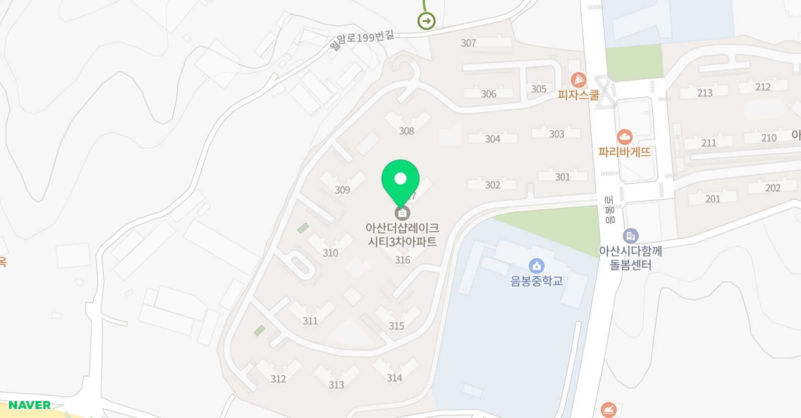 윤선생우리집앞 영어교실 아산음봉더샾레이크3차공부방 위치
