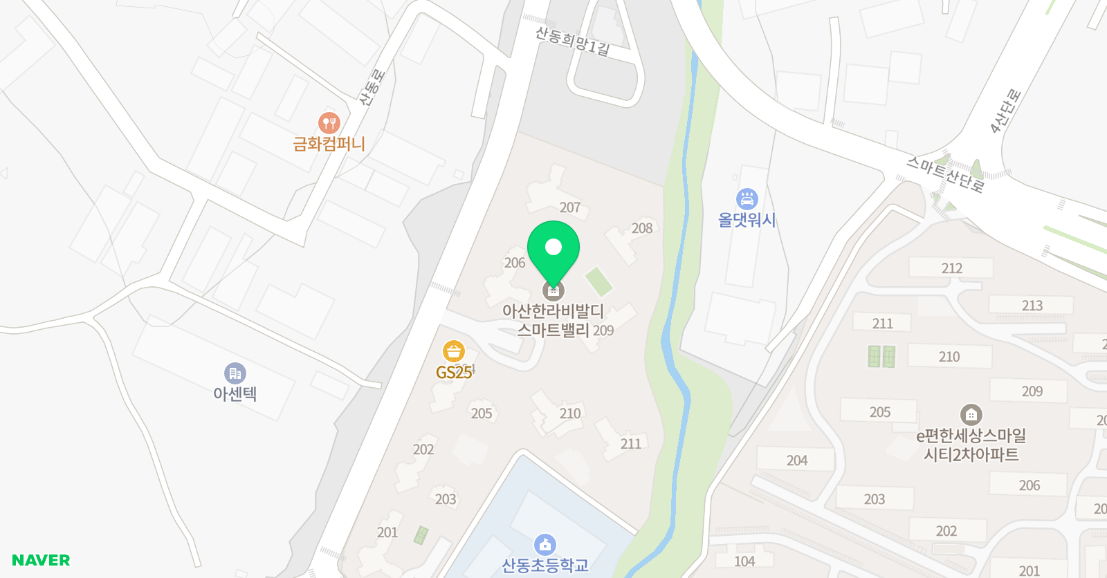 빨간펜수학의달인 음봉한라비발디점 위치