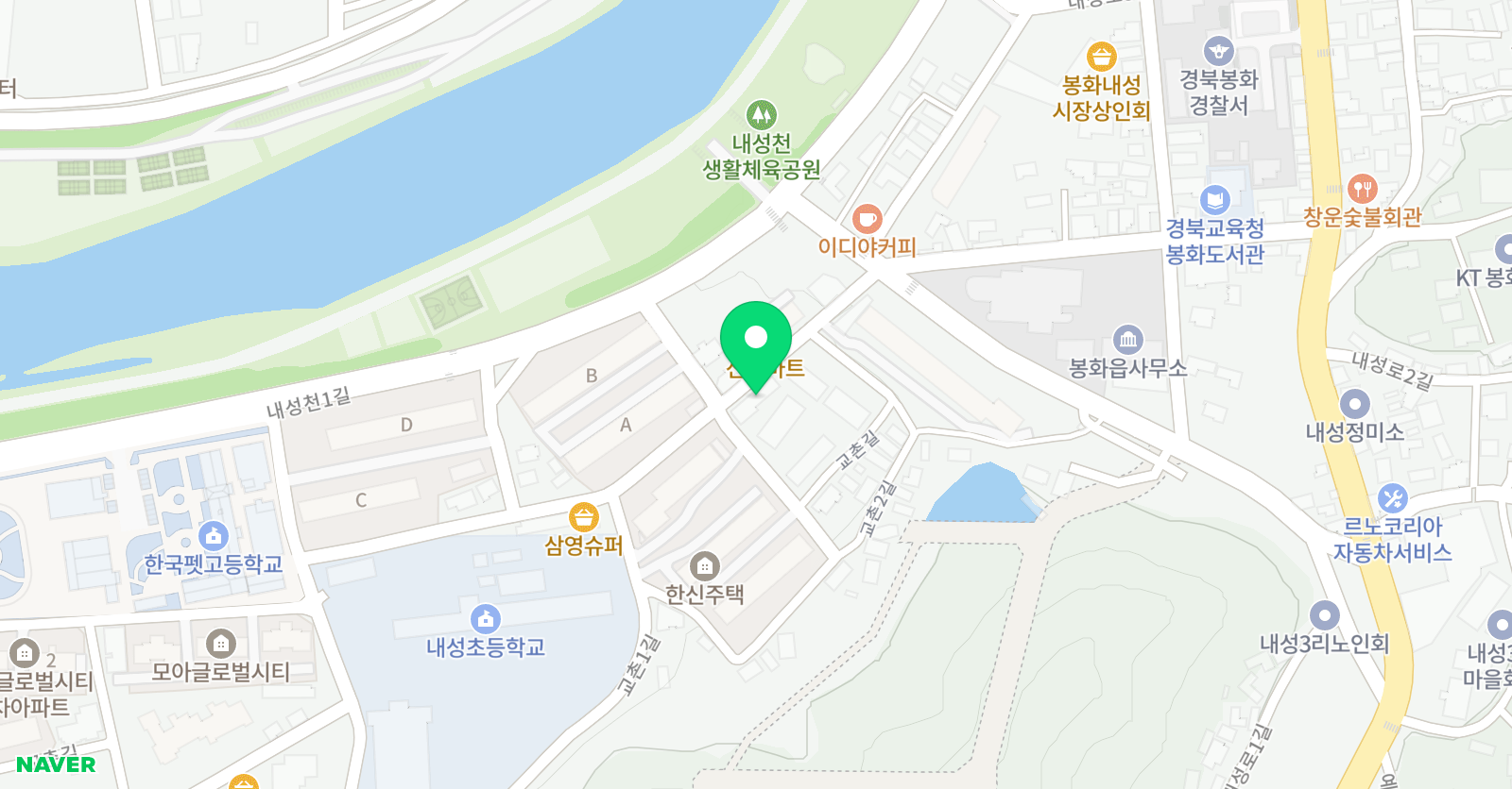 YBM잉글루 봉화 영어교습소 위치