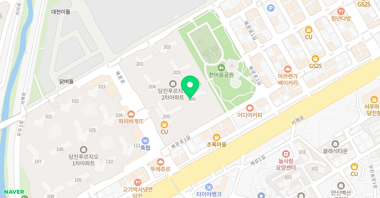 아소비 당진푸르지오점 위치