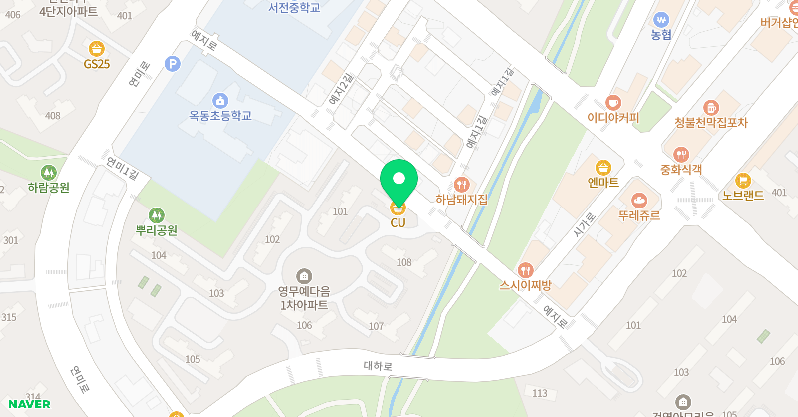 옥동 태권도 위치