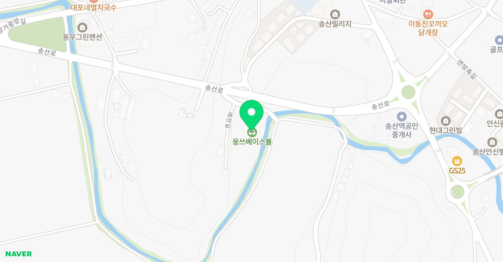 웅쓰 베이스볼 위치