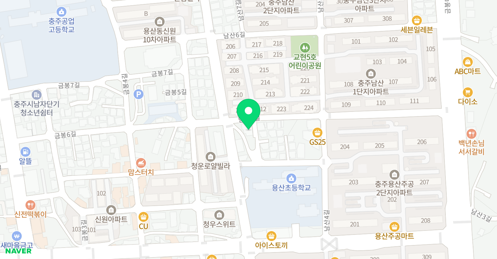 푸르넷 공부방 중원학원 위치