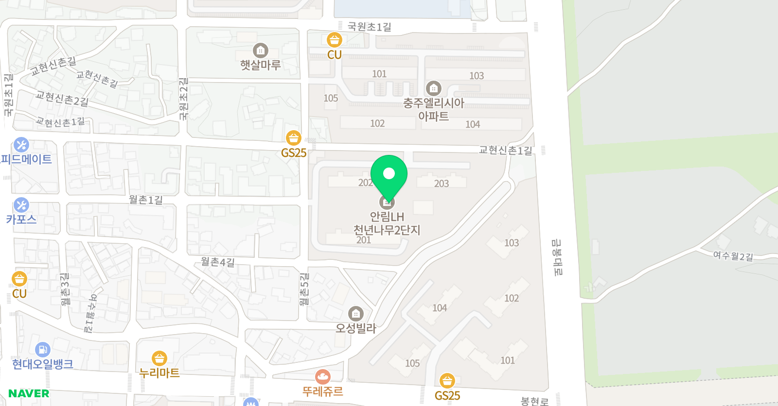 아소비 아소비 충주안림천년나무2단지점 위치