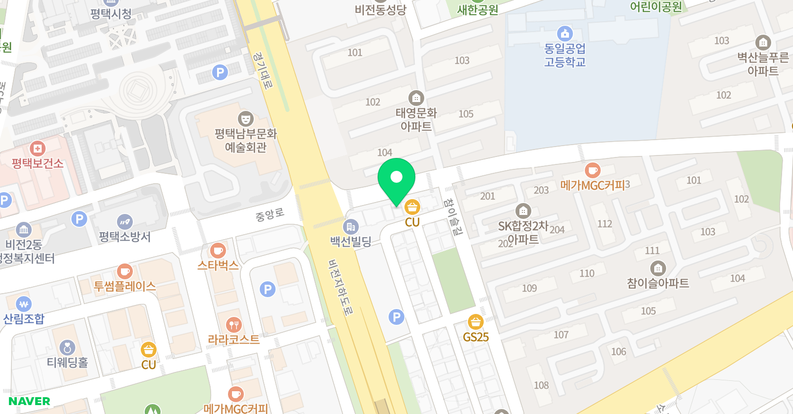 쎈 수학러닝센터 평택비전학원 위치