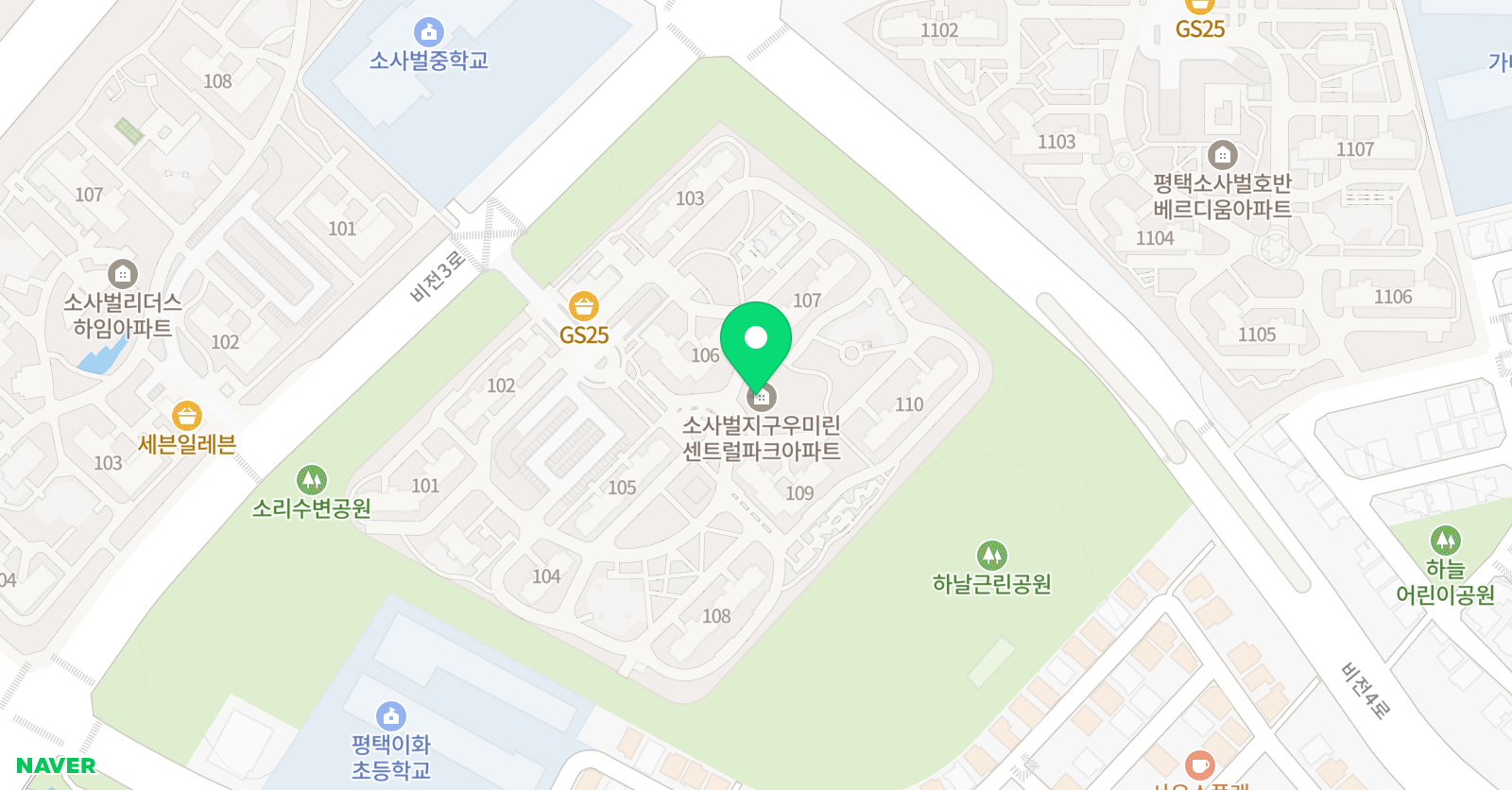 몬스터매스 평택우미린센트럴소사벌교육원 위치