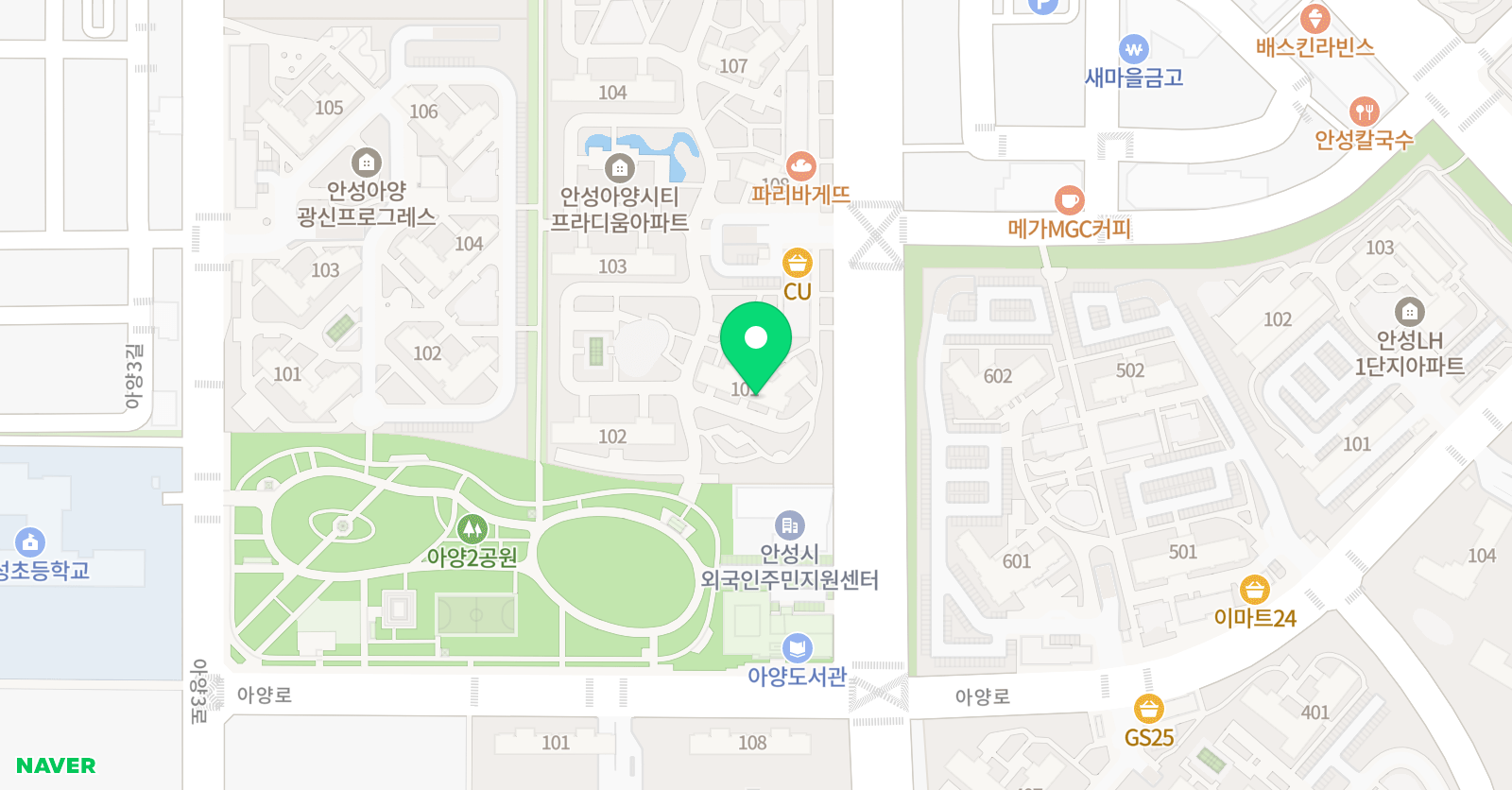 아소비 안성시티프라디움점 위치