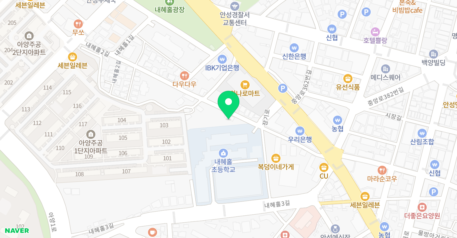 용인대내혜홀 태권도장 위치
