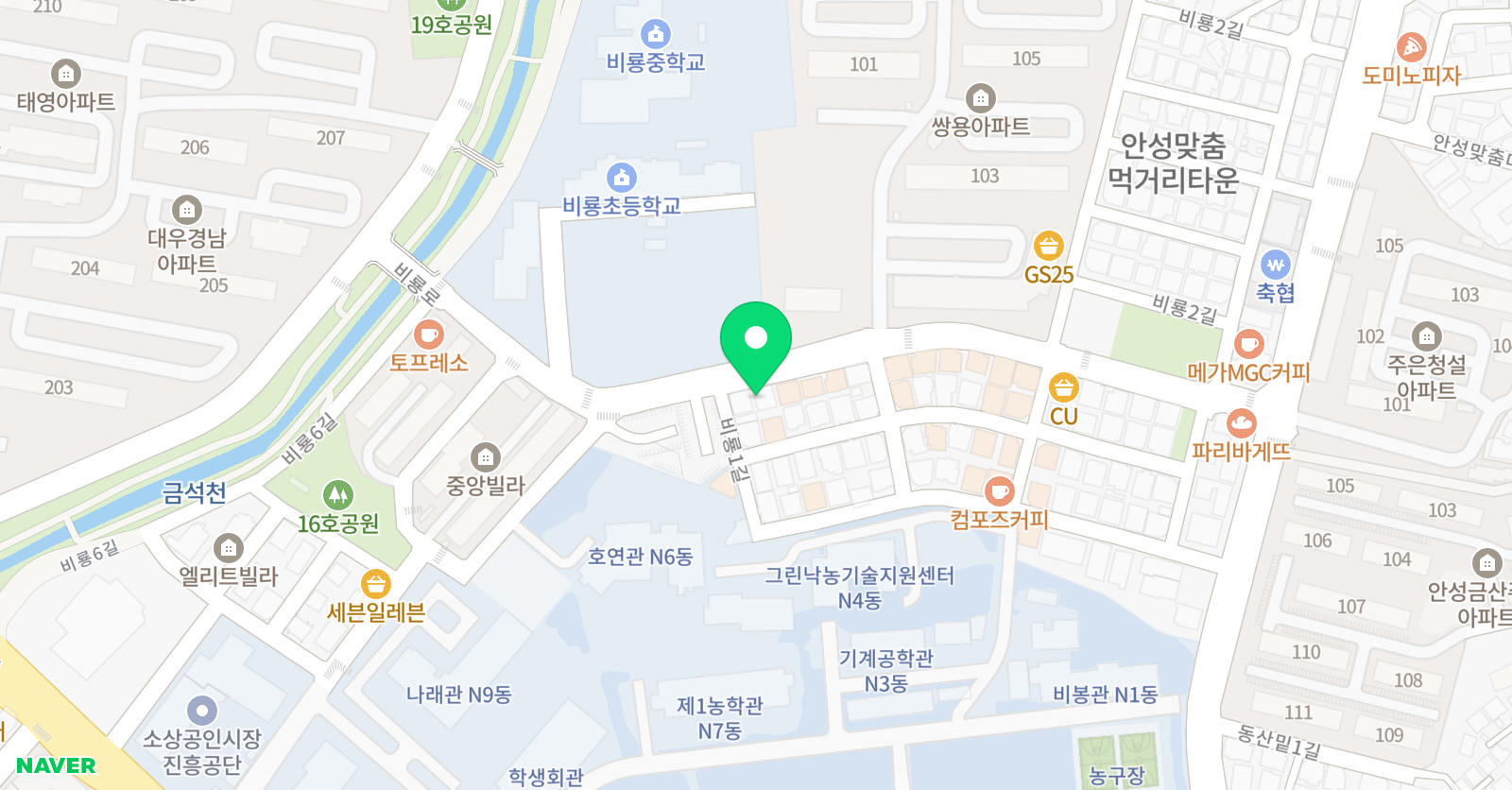 YBM 잉글루 안성비룡제1캠퍼스 위치