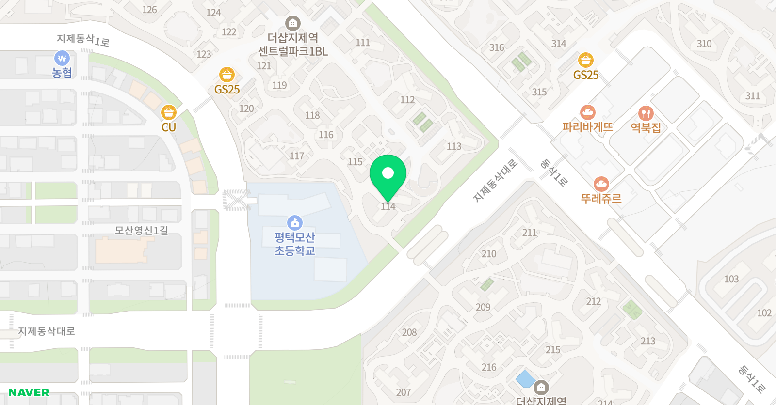 아소비 평택지제역더샵파크1단지점 위치