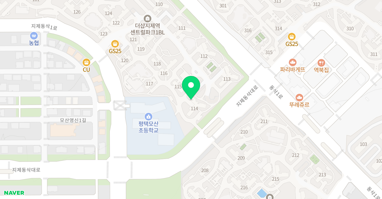 기탄 사고력교실 지제더샵점 위치